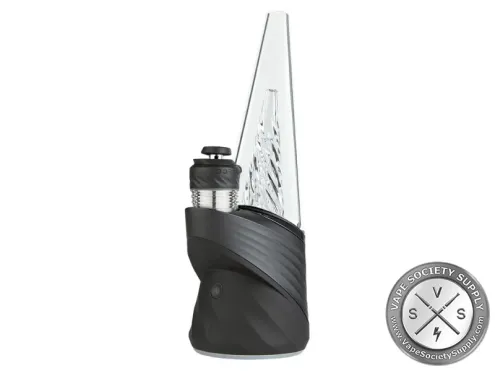 Puffco Peak Pro 3DXL in Onyx from the side, with its glass and Joystick Cap