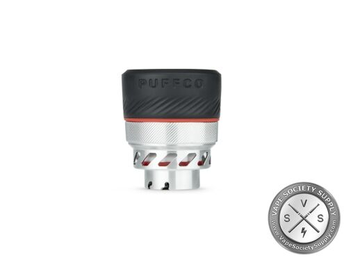 Puffco Peak Pro 3D Chamber with a black PUFFCO sleeve, a steel body and red accents