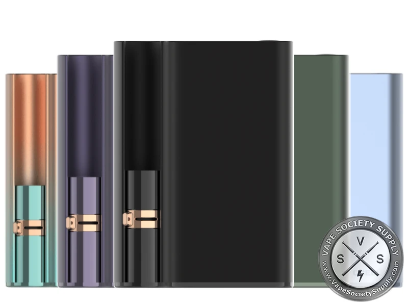 CCELL Palm Pro 510 batteries in several colors lined up, with a black one in front