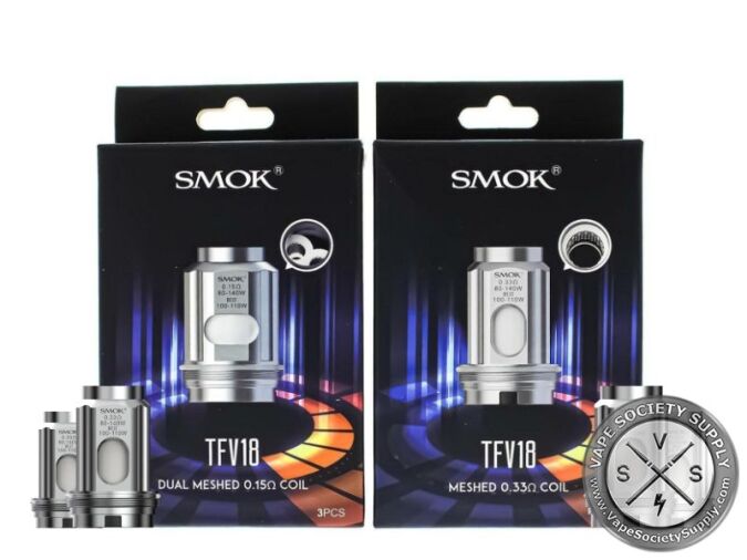 SMOK TFV18 Dual Meshed 0.15Ω and Meshed 0.33Ω coil boxes, 3 pcs, with loose coils