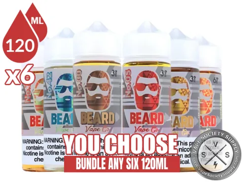 Beard Vape Co Bundle 6x120ml (720ml): 6 bottles with a You Choose banner