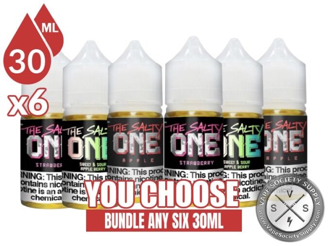 THE SALTY ONE Bundle 6x30ml (180ml): 6 bottles with a You Choose banner