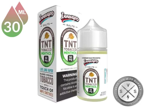 TNT Tobacco Menthol Innevape Salts 30ml bottle and box