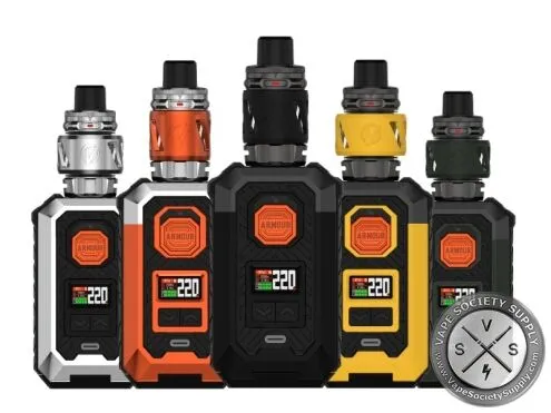 Vaporesso Armour MAX kits in Silver, Orange, Black, Yellow and Green with the iTank 2