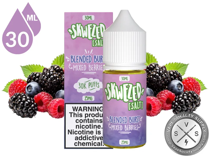 Mixed Berries by Skwezed Salt 30ml bottle and box with mixed berries