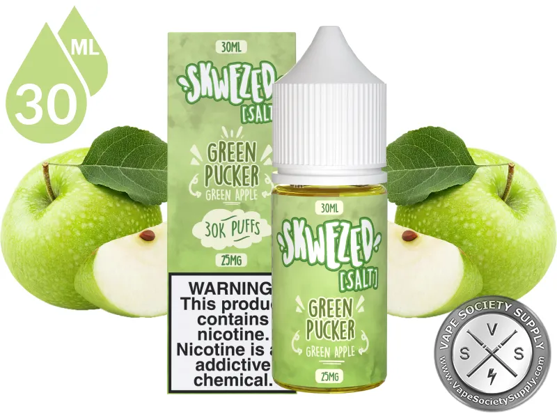 Green Apple by Skwezed Salt 30ml bottle and box with green apples