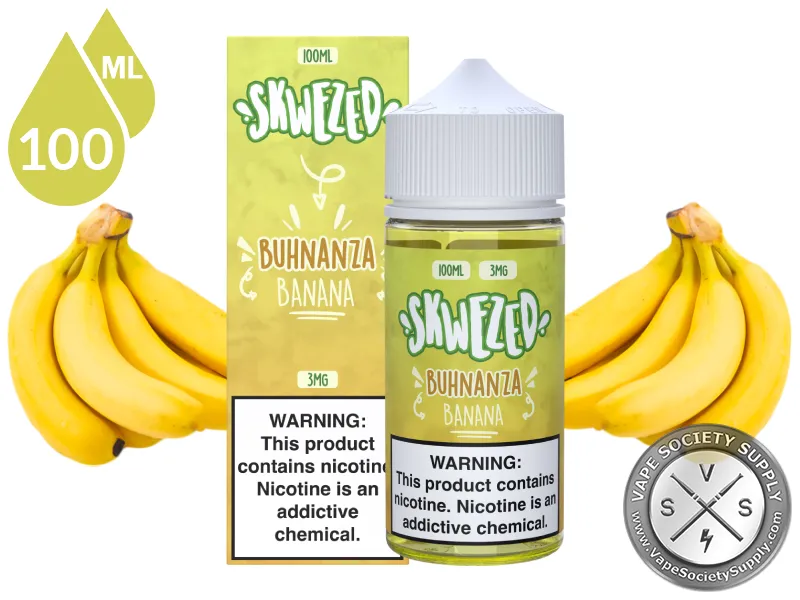 Banana by Skwezed 100ml bottle and box with bananas