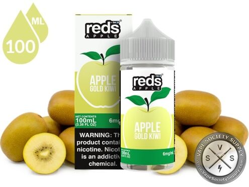 Gold Kiwi Reds Apple 7 Daze 100ml bottle and box with golden kiwis