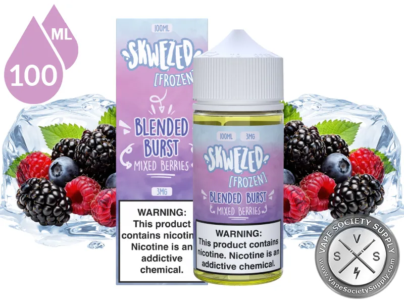 Mixed Berries Iced by Skwezed 100ml bottle and box with mixed berries and ice
