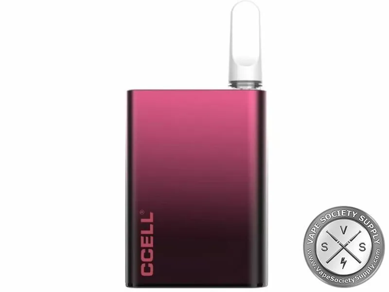 Royal Ruby CCELL Palm Pro 510 battery fading from ruby to black, with a cartridge fitted