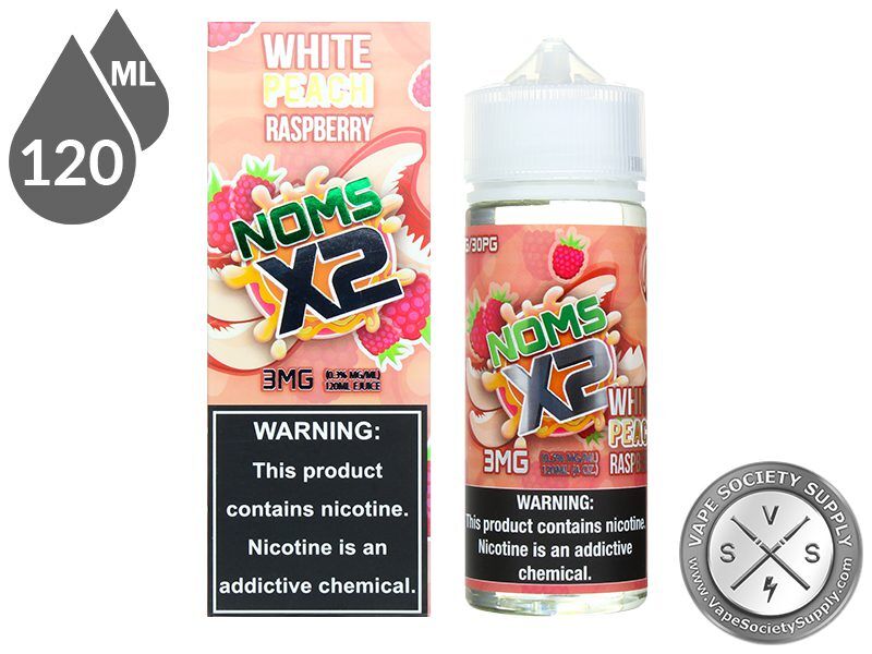 White Peach Raspberry by Noms X2 120ml bottle and box