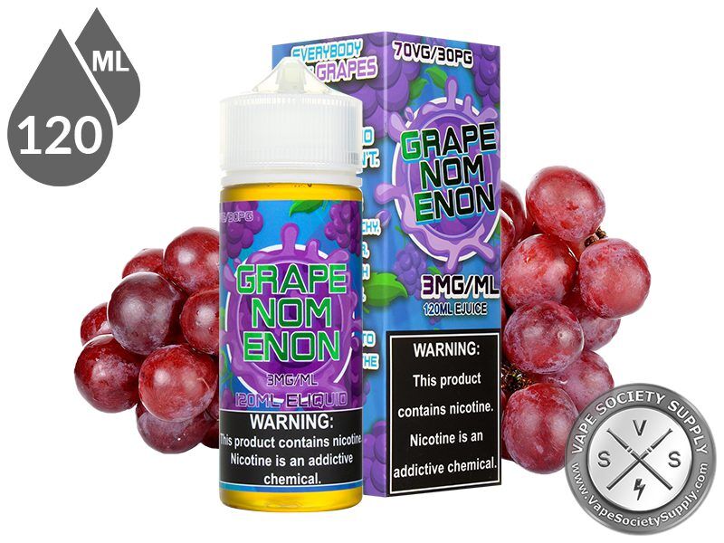 Grapenomenon by Nomenon 120ml bottle and box with red grapes