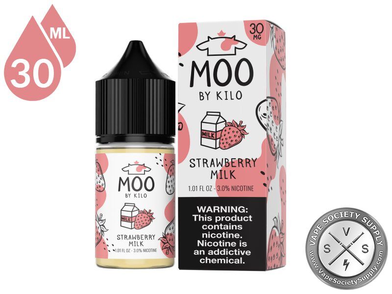 Strawberry Milk by MOO Salt 30ml bottle and box