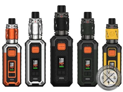 Vaporesso Armour S kits in Orange, Silver, Black, Green and Yellow with the iTank 2