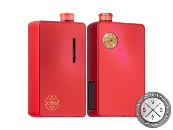 dotmod dotAIO V2 in Red, back and front: red body with a gold power button