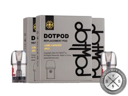 dotmod dotPod Replacement Pod boxes printed 2.0ml capacity and 2PCS, with two clear pods