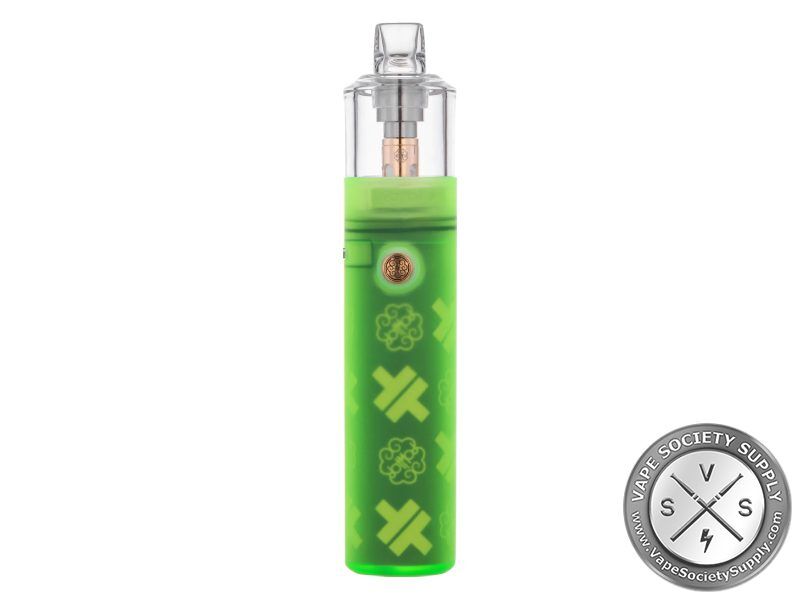 dotmod dotStick Revo in Green: a translucent green shell, a round fire button and a clear tank