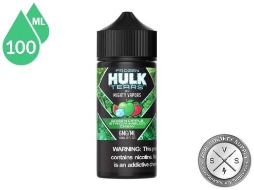 Frozen Green Apple Straw-Melon Chew HULK TEARS by MIGHTY VAPORS bottle