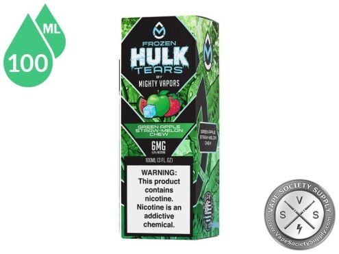 Frozen Green Apple Straw-Melon Chew HULK TEARS by MIGHTY VAPORS box