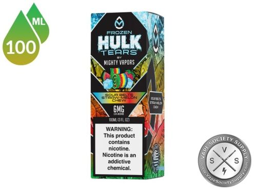 Frozen Sour Belt Straw-Melon Chew HULK TEARS by MIGHTY VAPORS box