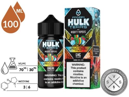 Frozen Sour Belt Straw-Melon Chew HULK TEARS by MIGHTY VAPORS info