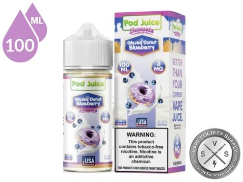 Glazed Donut Blueberry Pod Juice 100ml bottle and box