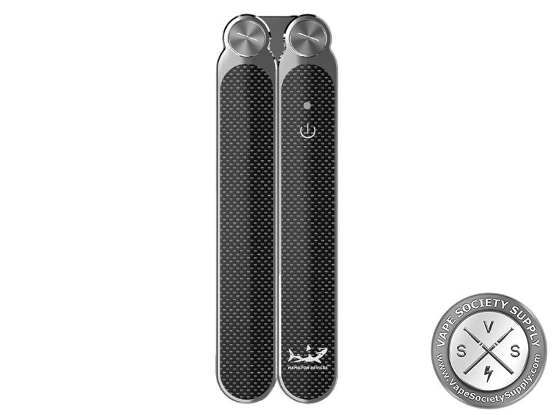 Stainless steel Hamilton Devices Butterfly 510 battery, closed, with textured handles and a power button