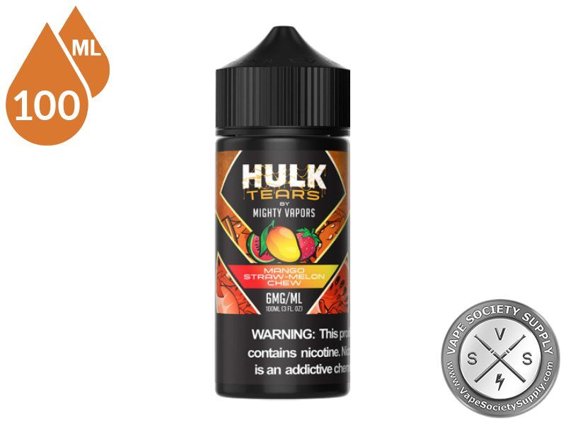 Mango Straw-Melon Chew HULK TEARS by MIGHTY VAPORS bottle