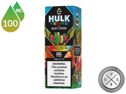 Sour Belt Straw-Melon Chew HULK TEARS by MIGHTY VAPORS box