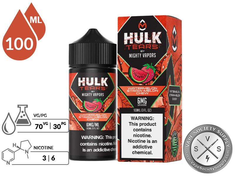 Watermelon Straw-Melon Chew HULK TEARS by MIGHTY VAPORS info