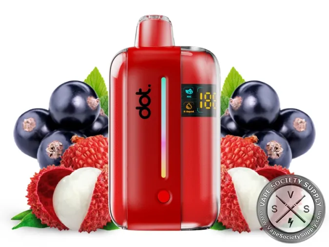 dotBar 50K Blackcurrant Lychee disposable vape with blackcurrants and lychees