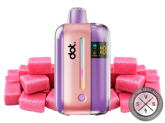 dotBar 50K Bubblegum Pink disposable vape with pink bubblegum pieces