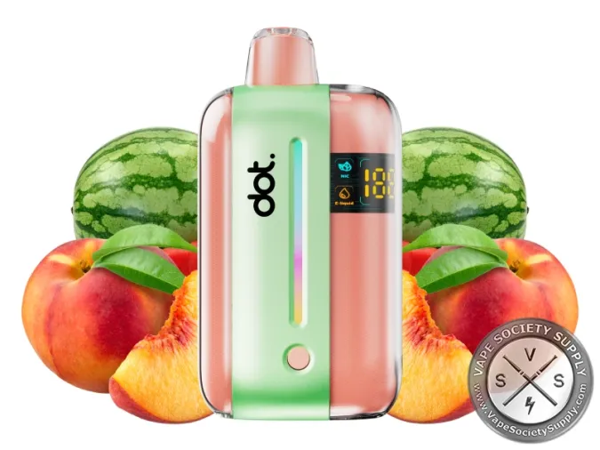 dotBar 50K Peach Watermelon disposable vape with peaches and watermelons