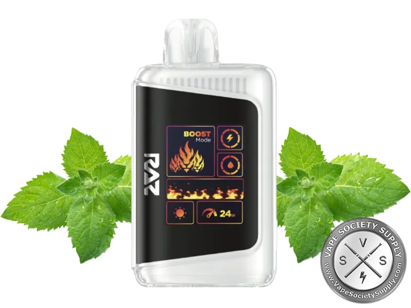 RAZ LTX 25K New York Mint disposable vape with mint leaves