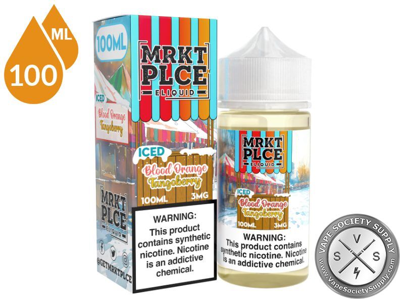 Iced Blood Orange Tangoberry by MRKT PLCE 100ml bottle and box