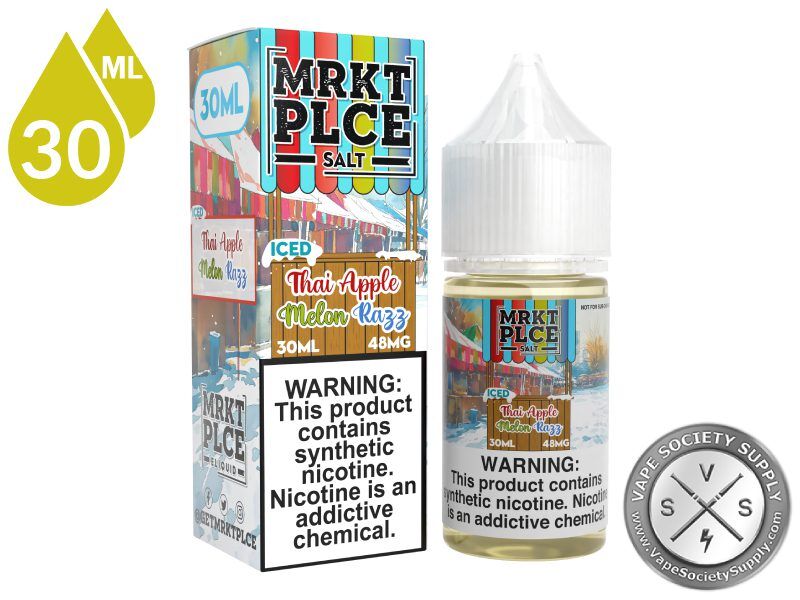 Iced Thai Apple Melon Razz by MRKT PLCE Salt 30ml bottle and box