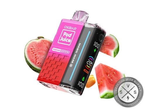 OXBAR x Pod Juice Magic Maze 2.0 Juicy Bae Watermelon (Pisces) disposable vape with watermelon slices
