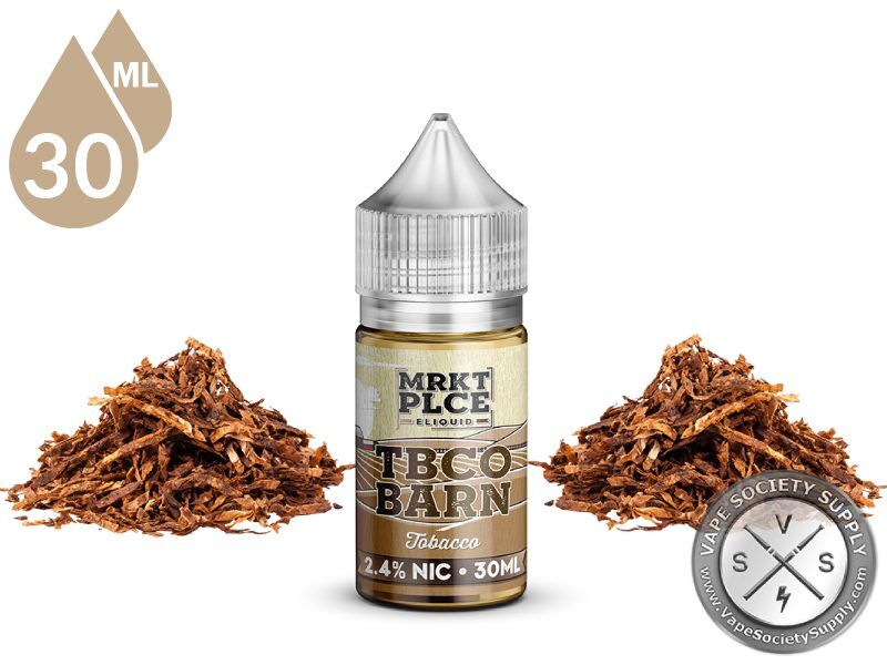 Tobacco TBCO BARN by MRKT PLCE Salt 30ml bottle with shredded tobacco
