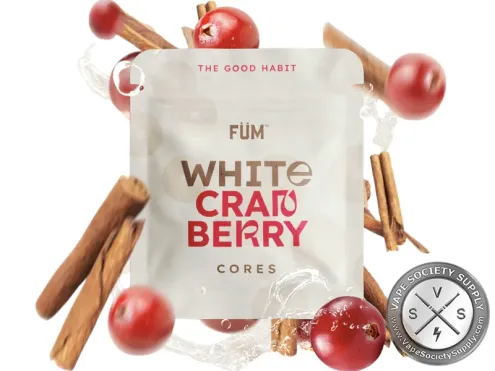 FÜM White Cranberry Flavor Core pouch with cranberries and cinnamon sticks