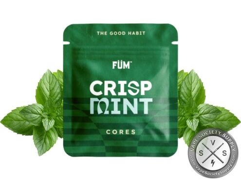 FÜM Crisp Mint Flavor Core pouch with mint leaves