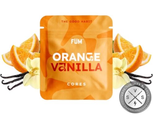 FÜM Orange Vanilla Flavor Core pouch with orange slices and vanilla pods