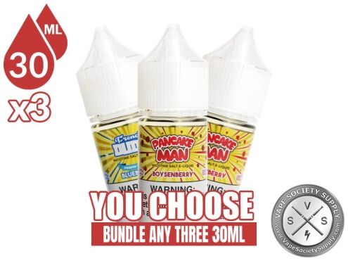 Pancake Man and French Dude Salt Bundle 3x30ml (90ml): 3 bottles with a You Choose banner