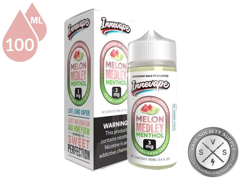 Melon Medley Menthol Innevape 100ml bottle and box