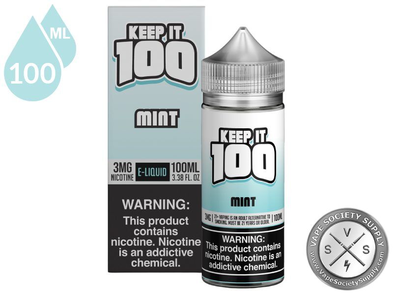 Mint by Keep It 100 Vape Juice 100ml bottle and box