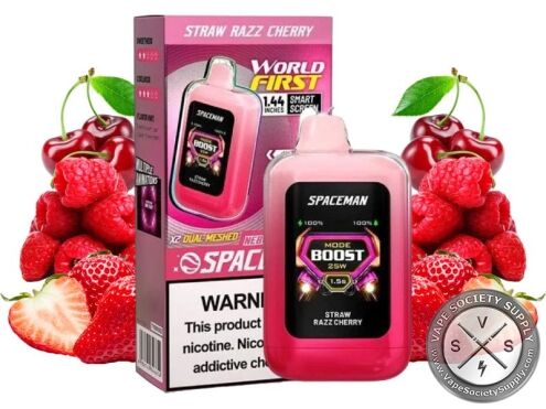 SMOK Spaceman Nebula Disposable Vape – 25000 Puffs Straw Razz Cherry