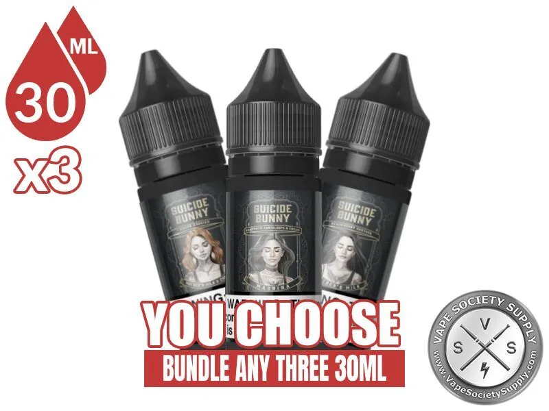 Suicide Bunny Salt Bundle 3x30ml (90ml): 3 bottles with a You Choose banner