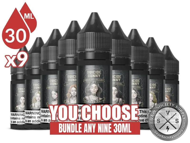 Suicide Bunny Salt Bundle 9x30ml (270ml): 9 bottles with a You Choose banner