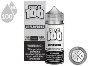 Unflavored by Keep It 100 Vape Juice 100ml bottle and box