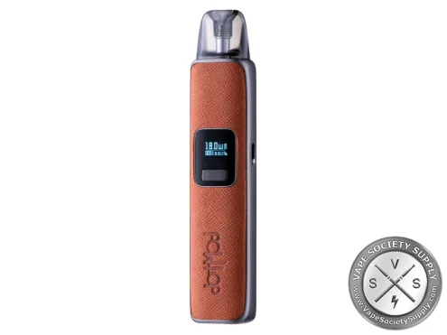 dotMod dotPod Pro in Brown: brown textured leather with the screen and button