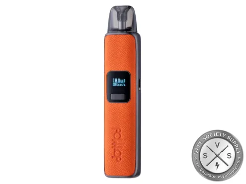 dotMod dotPod Pro in Orange: orange textured leather with the screen and button